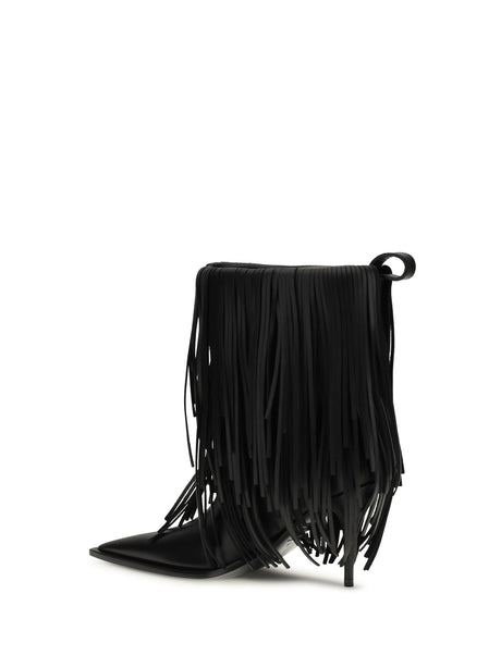 Balenciaga Avenue Fringe Ankle Boots - Black