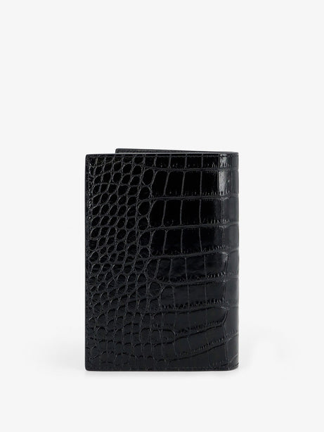 Tom Ford Leather wallet with crocodile print - Black