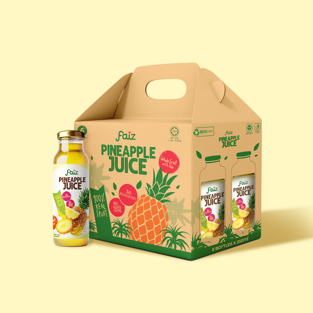 Faiz Pineapple Juice Whole Fruit with Skin- Pack of 6 Bottles