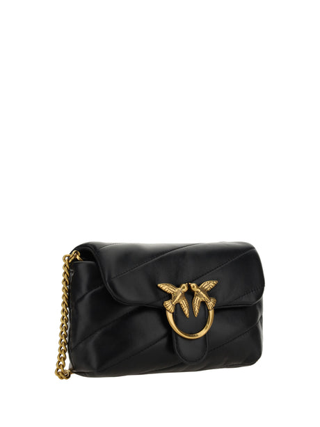 Pinko Love Baby Shoulder Bag - Black-Antique Gold