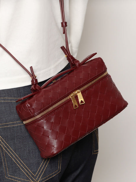 Bottega Veneta Bang Bang leather vanity case with Intrecciato motif - Barolo-Gold