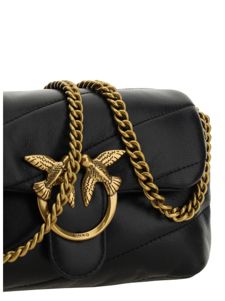 Pinko Love Baby Shoulder Bag - Black-Antique Gold