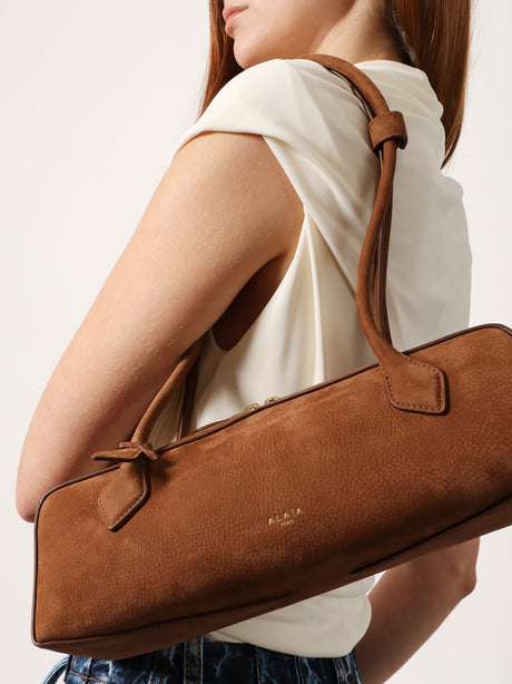 Alaia Teckel Medium suede shoulder bag - Terre D'Ombre 2
