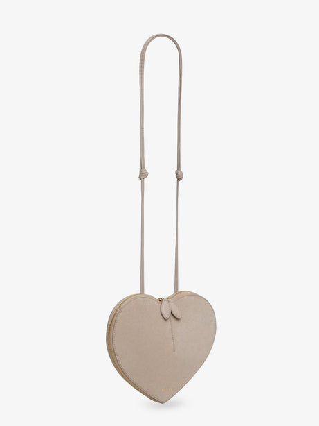 Alaia Le Coeur suede and leather crossbody bag - Grege