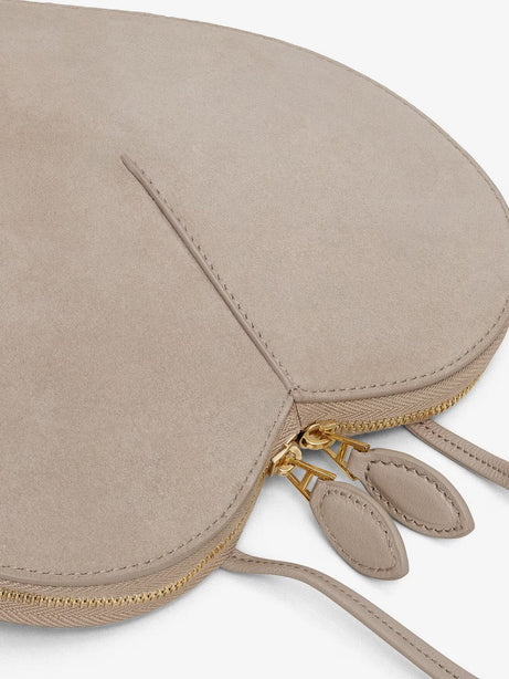 Alaia Le Coeur suede and leather crossbody bag - Grege