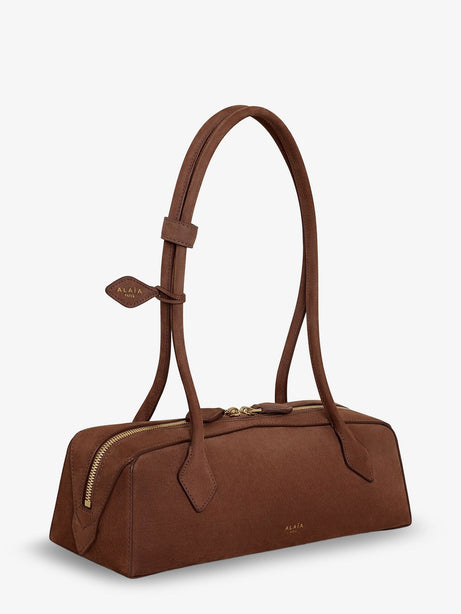 Alaia Teckel Medium suede shoulder bag - Terre D'Ombre 2