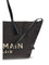 Balmain Track Shoulder Bag in leather and raffia - Noir