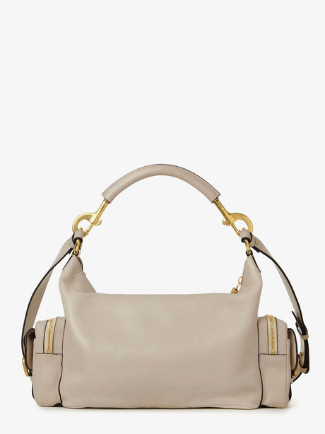 Chloe' Medium Double Carry leather shoulder bag - Boyish Brown
