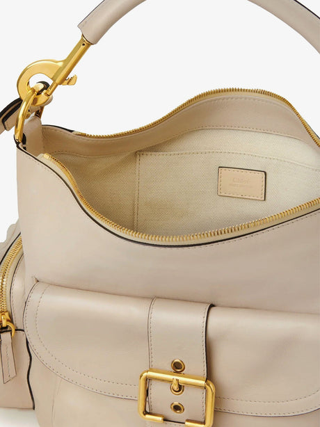 Chloe' Medium Double Carry leather shoulder bag - Boyish Brown