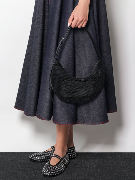 Alaia Leather ballet flats with rhinestones - Noir