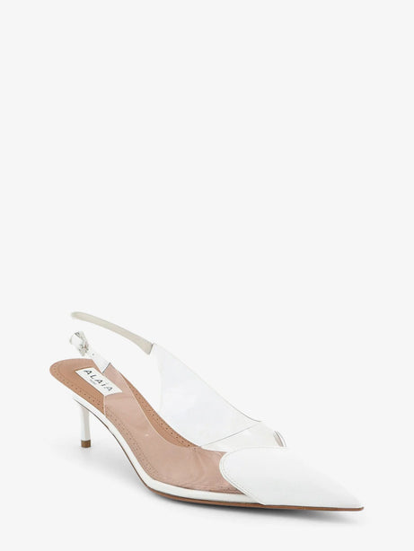 Alaia Le Coeur Slingback PVC and leather pumps - Blanc Optique