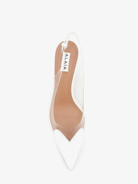 Alaia Le Coeur Slingback PVC and leather pumps - Blanc Optique