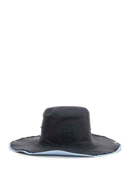 Miu Miu Cowboy Hat In Drill - Blue