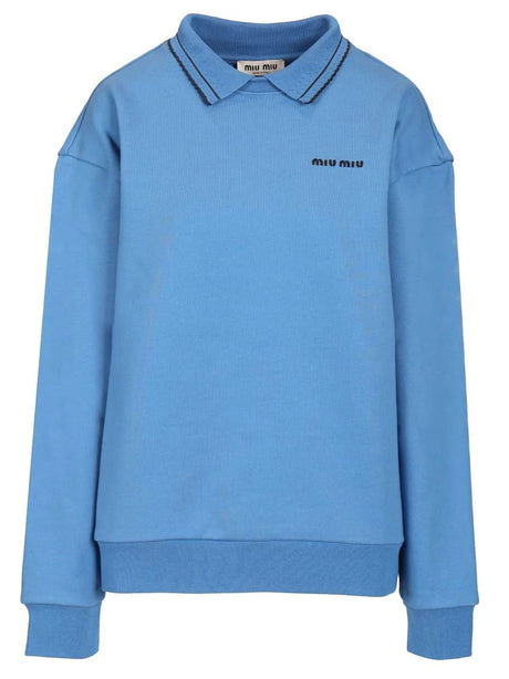 Miu Miu Collared Sweatshirt - Sky Blue