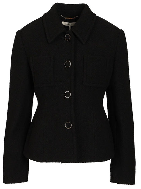 Chloe' Short Single-Breasted Blazer - Black