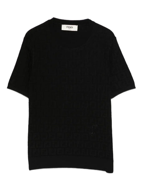 Fendi Cotton And Viscose Sweater Ff - Black