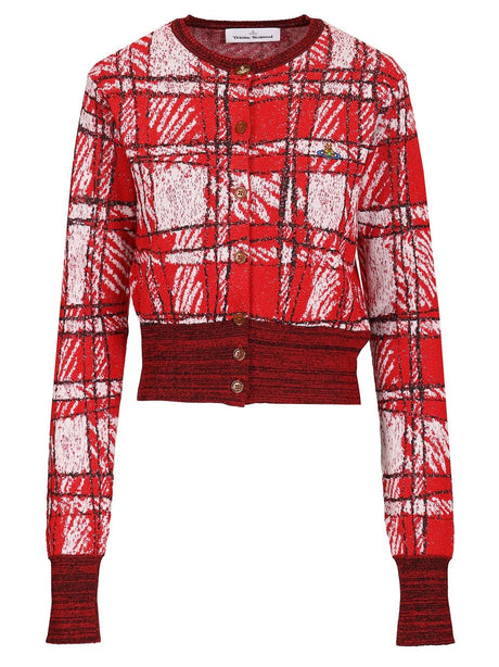 Vivienne Westwood Scribbled Check Cardigan - Red