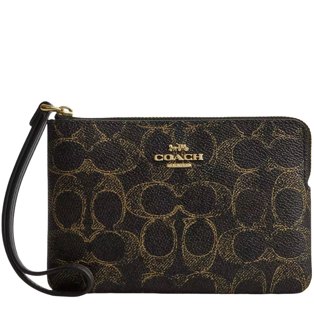 Coach Corner Zip Wristlet In Loved Signature Canvas - Brown CEF78