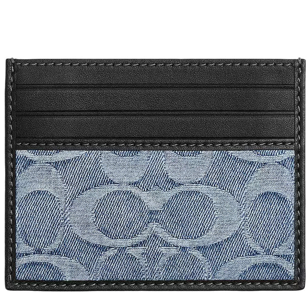 Coach Slim Id Card Case In Loved Signature Denim - Light Indigo CEB87