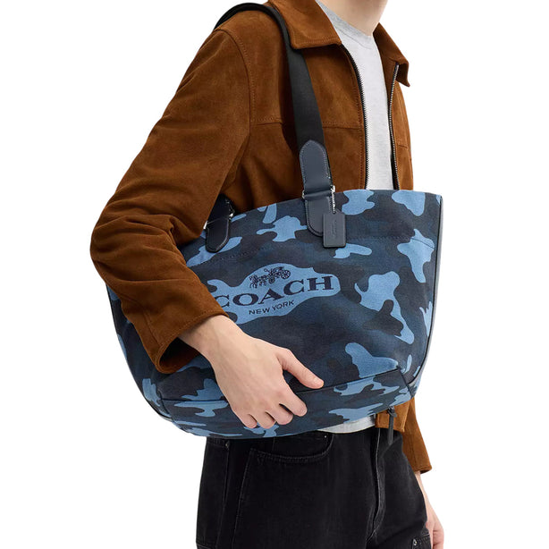 Coach Small Tour Tote Bag With Camo Print - Blue Multi CDQ74