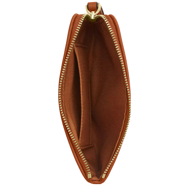 Coach Corner Zip Wristlet In Regenerative Cotton With Plaid Print - Burnished Amber CEF87