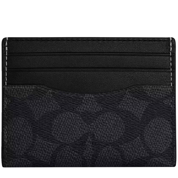 Coach Slim Id Card Case In Signature Canvas in Charcoal/ Black CW366