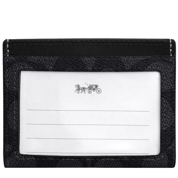 Coach Slim Id Card Case In Signature Canvas in Charcoal/ Black CW366