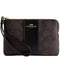 Coach Corner Zip Wristlet In Signature Canvas With Stripe - Walnut/ Black CW854