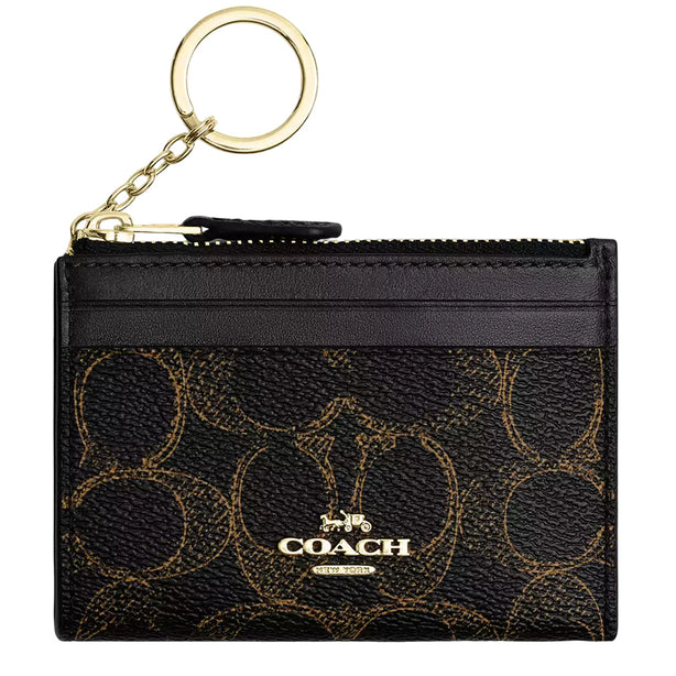 Coach Mini Skinny Id Case In Loved Signature Canvas - Brown CEI20