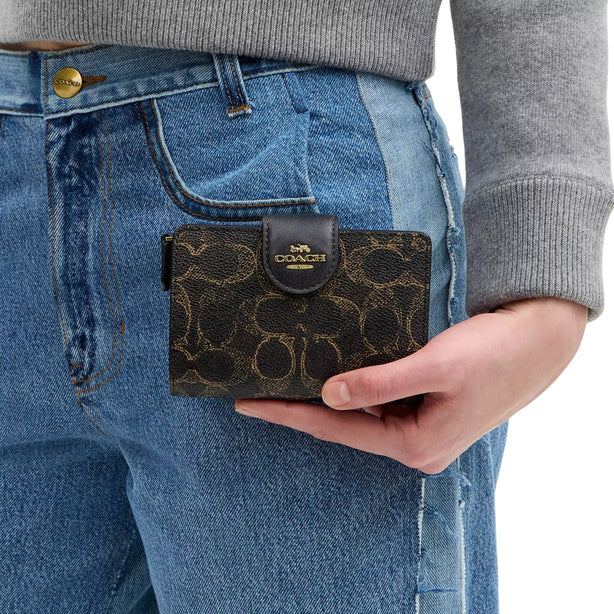 Coach Medium Corner Zip Wallet In Loved Signature Canvas - Brown CEC28