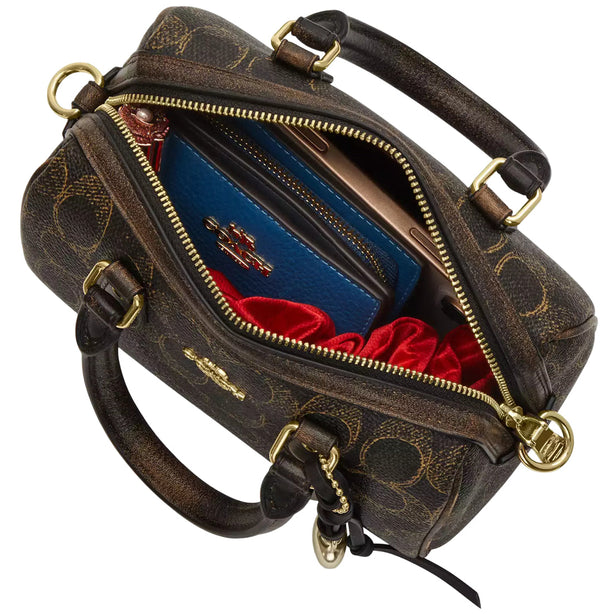 Coach Mini Rowan Crossbody Bag In Loved Signature Canvas With Charms - Brown CDY29