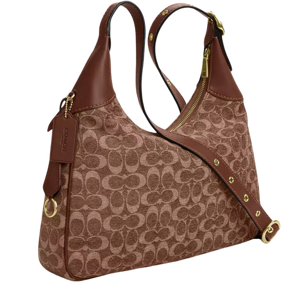 Coach Ella Shoulder Bag In Signature Chenille - Light Khaki/ Vintage Brown CCE49