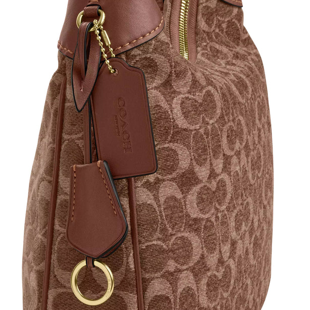 Coach Ella Shoulder Bag In Signature Chenille - Light Khaki/ Vintage Brown CCE49