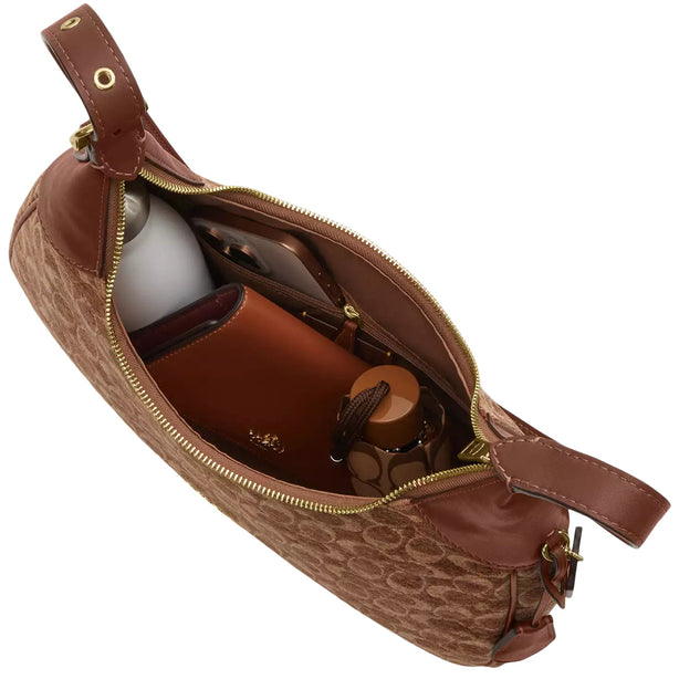 Coach Ella Shoulder Bag In Signature Chenille - Light Khaki/ Vintage Brown CCE49