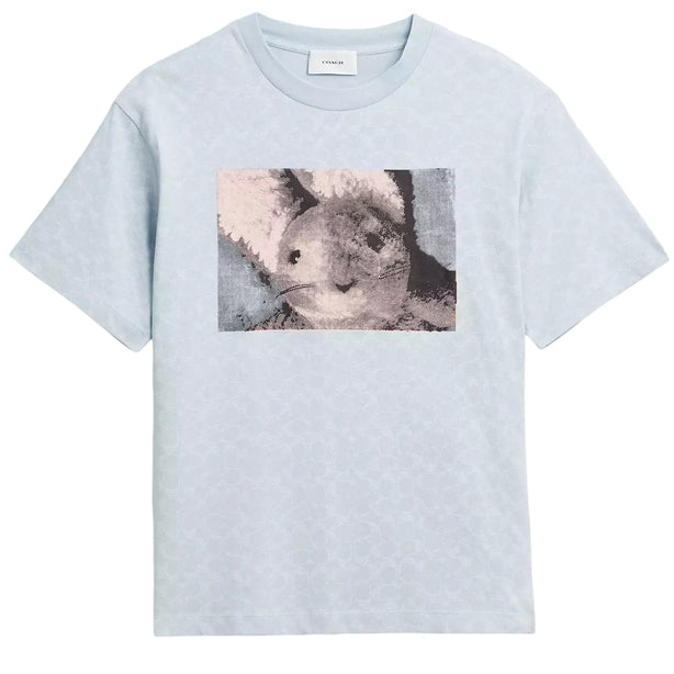 Coach Floppy Signature Relaxed T-Shirt - Blue Signature CCO77