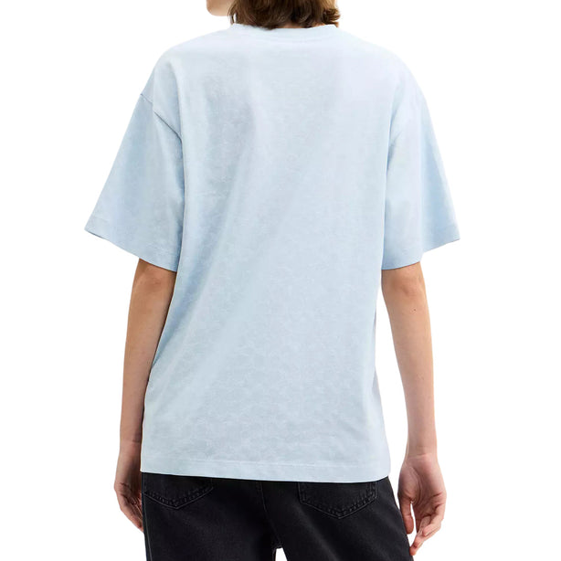 Coach Floppy Signature Relaxed T-Shirt - Blue Signature CCO77