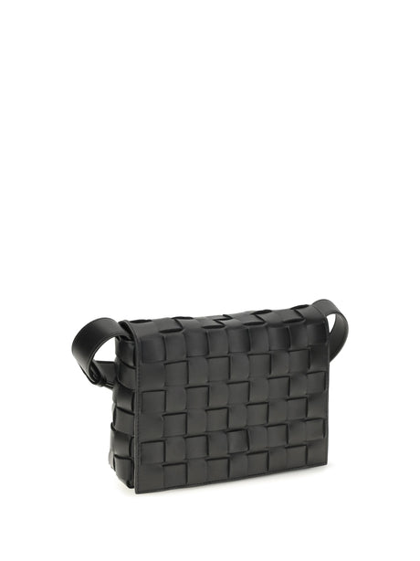 Bottega Veneta Orto Messenger Crossbody Bag - Black-Silver-Black
