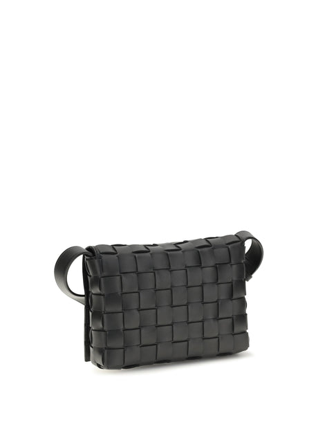 Bottega Veneta Orto Messenger Crossbody Bag - Black-Silver-Black