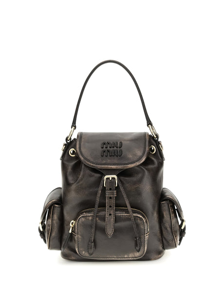 Miu Miu Medium leather Backpack - Caffe'