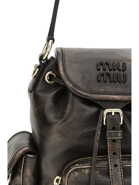 Miu Miu Medium leather Backpack - Caffe'