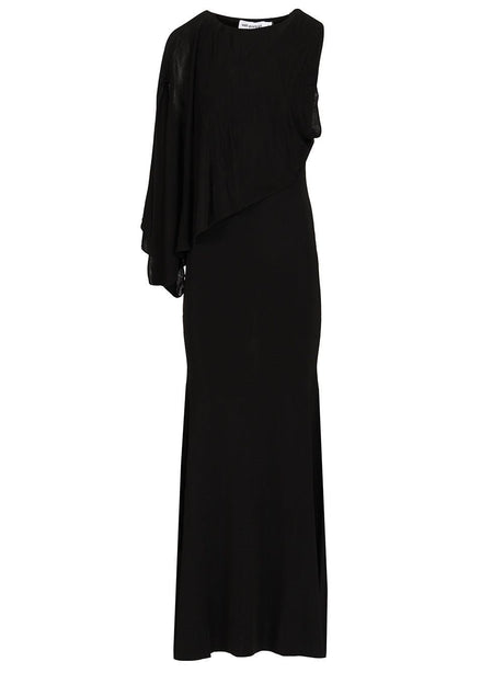 Self-Portrait One-Shoulder Long Dress - Black