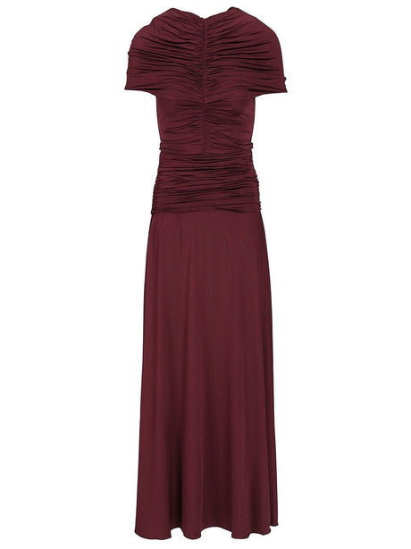 Self-Portrait Ruffled Midi Dress - Bordeaux