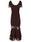 Self-Portrait Ribbed Midi Dress - Brown