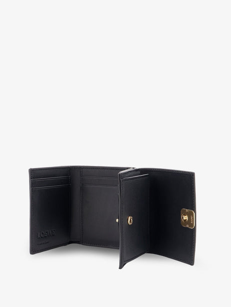 Loewe Anagram Tri-Fold Leather Wallet - Blackgold