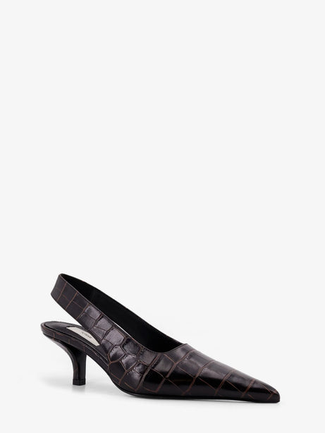 Toteme Leather décolleté with crocodile print - Dark Brown