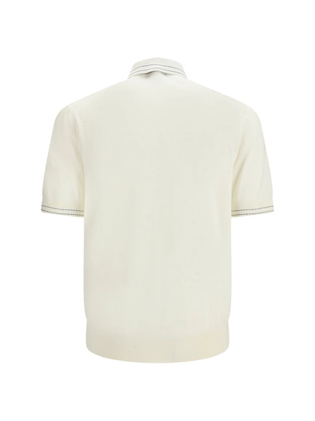 Dolce & Gabbana Silk Polo with collar and short sleeves - White Natural