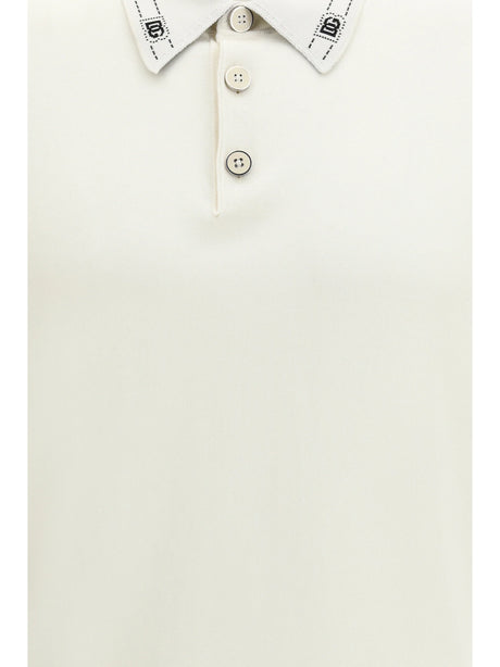 Dolce & Gabbana Silk Polo with collar and short sleeves - White Natural