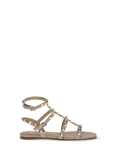 Valentino Garavani Rockstud leather Sandals - Poudre