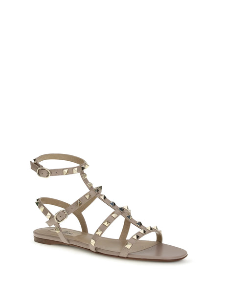 Valentino Garavani Rockstud leather Sandals - Poudre