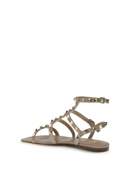 Valentino Garavani Rockstud leather Sandals - Poudre